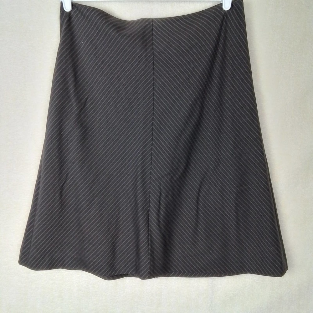Ann Taylor Virgin Wool‎ Lined Career Skirt Size 12 in Brown w/ Pinstripes